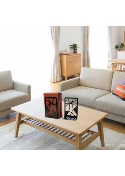 1 Çift Siyah Metal Bookends Boşaltın Kitap Standları Hafif Dayanıklı Kitap Sahipleri Kaymaz Kitap Bitişleri Kitap Destekler | fırsatları