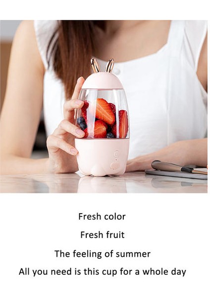 Taşınabilir Elektrik Sıkacağı Ev Sıkacağı Kupası Blender Meyve USB Şarj Mini Smoothie Blender Sıkacağı Tavşan Şekli | Sıkacaklar (Mavi)