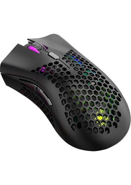 Oyun Fare 2400 Dpı Honeycomb Shell 2.4 Ghz Kablosuz Ergonomik Fareler Şarj Edilebilir Rgb Aydınlık Delik Oyun Faresi Pc Gamin Için | Fareler (Siyah)