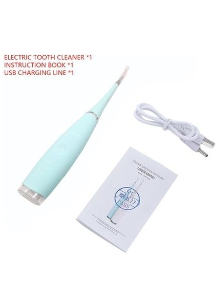 Elektrikli Ultrasonik Sonic Diş Temizleyici Diş Taş Temizleme Beyazlatma Diş Scaler Bakım Aracı Diş Lekeleri Tartar Aracı Kaldır | Diş Beyazlatma (Yeşil)