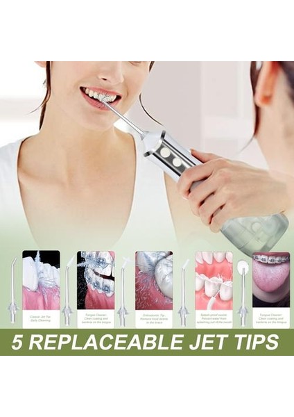 350 ml Akülü Oral Irrigator Taşınabilir Su Diş Flosser USB Şarj Edilebilir Su Jeti Ipi Diş Pick Bucal 5 Jet Ipucu 3 Modu | Oral Irrigatörler