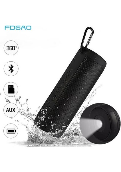 Bluetooth Hoparlör Su Geçirmez Taşınabilir Açık Kablosuz Subwoofer Sütun Kutusu Hoparlörler Hoparlör Stereo Hi Fi | Taşınabilir Hoparlörler (Siyah)