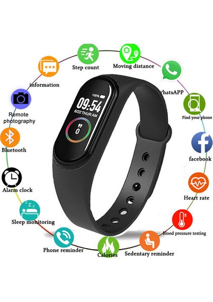 M4 Smartband Bileklik Kalp Hızı / Kan / Basınç / Nabız / Pedometre Spor Akıllı Izle Bilezik Sağlık Fitness Bilezik(Yurt Dışından)