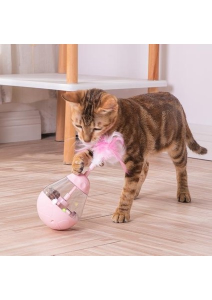 Interaktif Kedi Tüy Oyuncak Tırpanak Kaçak Gıda Konteyner Pet Köpek Elektrikli Mikro Tumbler Yavaş Yem Ağır Döner | Kedi Oyuncakları (Pembe)