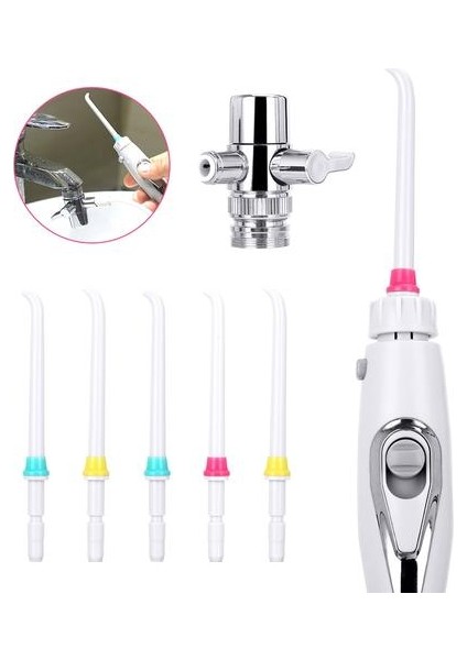6 Ipuçları Aile Anahtarı Musluk Oral Jet Irrigator Basınç Su Diş Flosser Spa Temizleyici Interdental Fırça Günlük Diş Temizleyici | Oral Irrigatörler