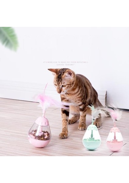 Interaktif Kedi Tüy Oyuncak Tırpanak Kaçak Gıda Konteyner Pet Köpek Elektrikli Mikro Tumbler Yavaş Yem Ağır Döner | Kedi Oyuncakları (Yeşil)