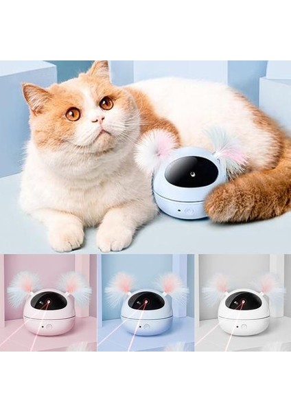Kedi Interaktif Oyuncak LED Lazer Komik Oyuncak Oto Döner Kedi Egzersiz Eğitimi Eğlenceli Oyuncak Çok Açı Ayarlanabilir USB Şarj | Kedi Oyuncakları (Pembe)