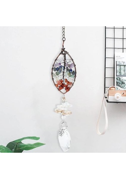 Suncatcher Kristal Asılı Kolye El Yapımı Pencere Süsü (Yaprak Stili)