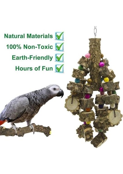 Kuş Oyuncakları Doğal Ahşap Büyük Papağan Oyuncak Kuş Oyuncaklar Afrika Gri Macaws Cockatoos Papağan Kuşlar ve Daha Fazlası | Kuş Oyuncakları indirimleri