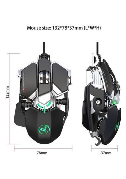 Mekanik Oyunu Tanımlamak USB Kablolu 6400DPI Ayarlanabilir Oyun Mouse Fare Pc 9 Düğme Programlama Için Süper Fare Ergonomi | Fareler
