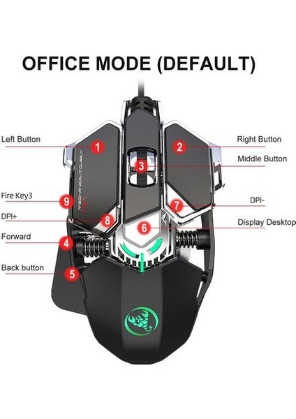 Mekanik Oyunu Tanımlamak USB Kablolu 6400DPI Ayarlanabilir Oyun Mouse Fare Pc 9 Düğme Programlama Için Süper Fare Ergonomi | Fareler