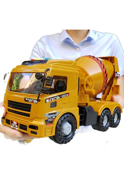 Büyük Mühendislik Araç Modeli Döküm Alaşım Metal Araba Ekskavatör Vinç Mikser Kamyon Model Oyuncak Müzik Işık Çocuklar Için Açık Oyun | Diecasts oyuncak Araçlar (Sarı)