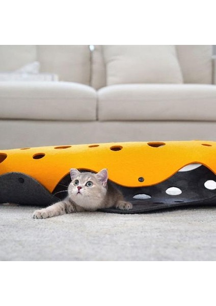 Kedi Oyna Tünel Gizleme Oyuncaklar Yavru Katlanabilir Tünel Mat ile Çoklu Takip Delikleri Uyku Yatağı Tünel Tüp | Kedi Oyuncakları (Yellow Gri)(Yurt Dışından)
