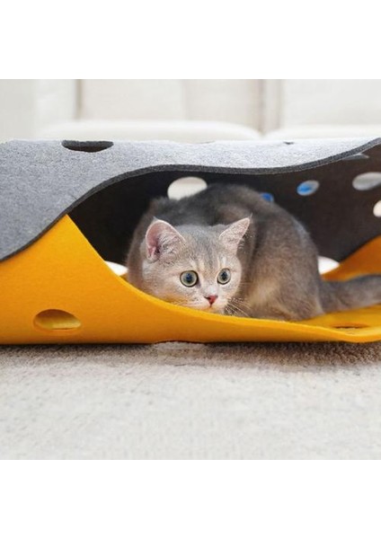 Kedi Oyna Tünel Gizleme Oyuncaklar Yavru Katlanabilir Tünel Mat ile Çoklu Takip Delikleri Uyku Yatağı Tünel Tüp | Kedi Oyuncakları (Yellow Gri)(Yurt Dışından)