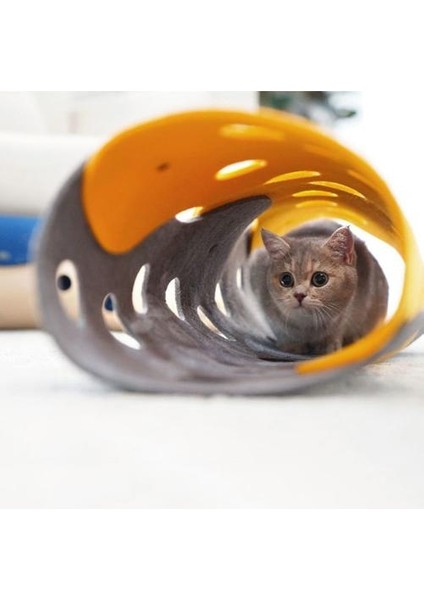 Kedi Oyna Tünel Gizleme Oyuncaklar Yavru Katlanabilir Tünel Mat ile Çoklu Takip Delikleri Uyku Yatağı Tünel Tüp | Kedi Oyuncakları (Yellow Gri)(Yurt Dışından)