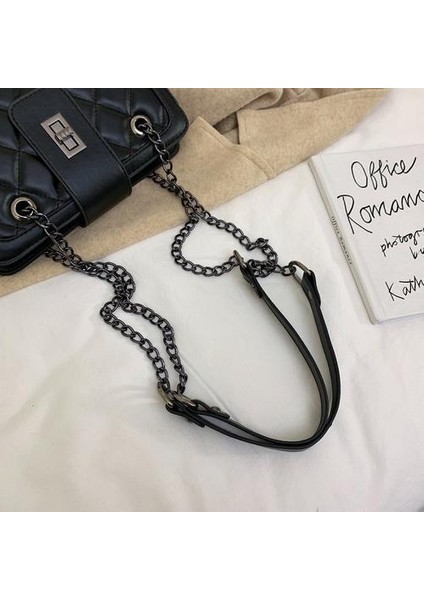 Bayanlar Siyah Deri Çanta Retro Bayanlar Omuz Çantası Bayanlar Küçük Çanta Kız Messenger Çanta Siyah Çanta Omuz Çantası (24 cm * 17 cm * 10 Cm)
