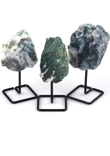 Yosun Akik Doğal Taş Standlı Parça