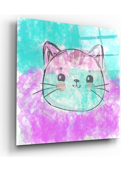Sevimli Kedi Cam Tablo - 40X40 cm