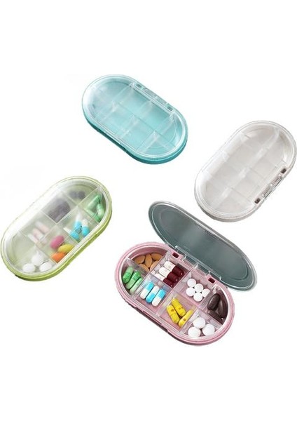 4pcs Büyük Kapasiteli Taşınabilir 8 Bölmeli Mühürlü Buğday Hapı Kutusu Nem Geçirmez Bir Haftalık Hap Saklama Kutusu Şeffaf Alt Paketleme Ilaç Kutusu (Yurt Dışından)