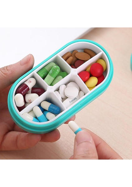 4pcsportable Taşınabilir Hap Kutusu Bir Haftalık Alt Kutu Mühürlü Kutu 6 Bölmeli Mini Sevimli Altı Bölmeli Hap Kutusu (Yurt Dışından)