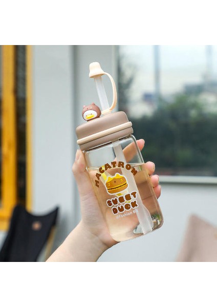 380ML Yüksek Değerli Borosilikat Su Bardağı Öğrenciler Için Sevimli Masa Üst Fincanı Hamile Kadınlar ve Annelik Için Saman Fincan (Yurt Dışından)