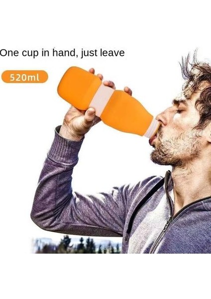 520ML Katlanır Su Şişesi Silikon Kupa Taşınabilir Teleskopik Sıkıştırma Seyahat Katlanabilir Büyük Kapasiteli Su Şişesi (Yurt Dışından)