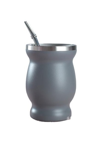 300ML 304 Paslanmaz Çelik Mate Cup Güney Amerika Pot Göbek Kupası Saman Kaşıkla Mate Çay Kupası (Yurt Dışından)