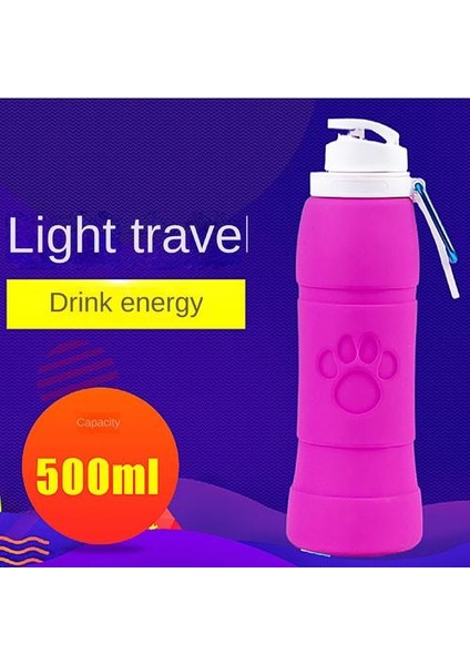 500ML Silikon Katlanır Su Şişesi Gıda Sınıfı Silikon Su Şişesi Hareket Portatif Su Şişesi Seyahat Katlanır Su Şişesi (Yurt Dışından)