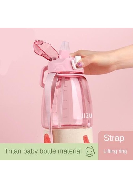 1.2l Büyük Kapasiteli Su Kupası Kadınlar Yaz Tritan Spor Su Şişesi Taşınabilir Saman Kayışı Pot Göbek Kupası (Yurt Dışından)