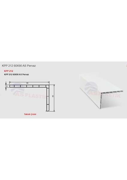 As Plastik 60*90 Antrasit Gri Pervaz  K2  6 mt