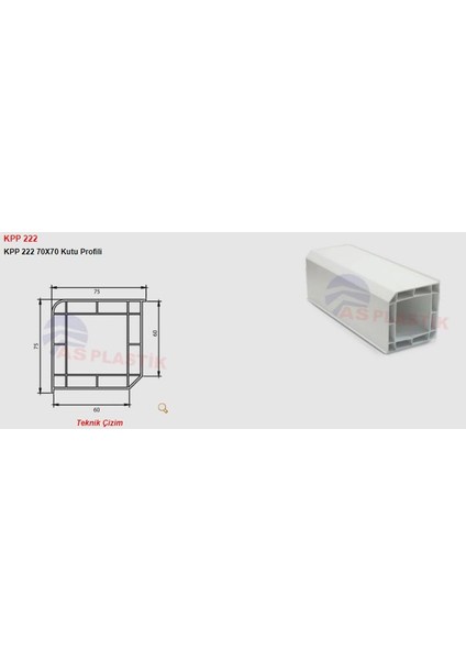 As Plastik 70*70 Pvc Kutu Profili Beyaz 6 mt