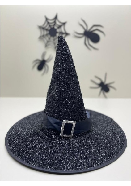 Cadılar Bayramı Halloween Cadı Şapkası Kemerli