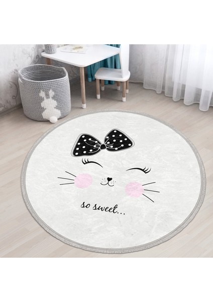 So Sweet Motifli Çizimi Çocuk & Genç Odası Makinede Yıkanabilir Kaymaz Tabanlı Püsküllü Yuvarlak Çocuk Halısı fiyatları