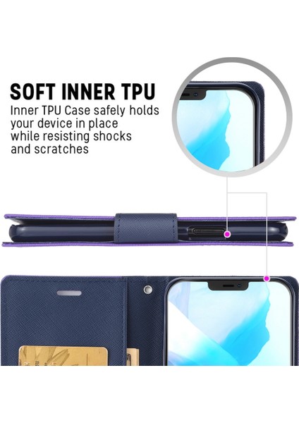 iPhone 12 / 12 Pro Için Flip Deri Kılıf - Sarı (Yurt Dışından)