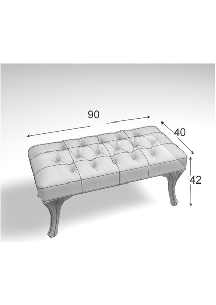 Naturel Krem Kapitoneli Kapı Önü Ayak Ucu Puf & Bench 90 cm