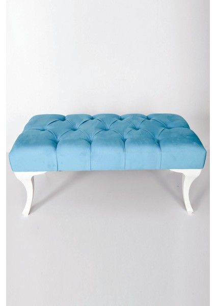 Icon Puff Kapitoneli Kapı Önü Mavi Ayakucu Mutfak Salon Masa Makyaj Koltuğu Mavi Puff Bench