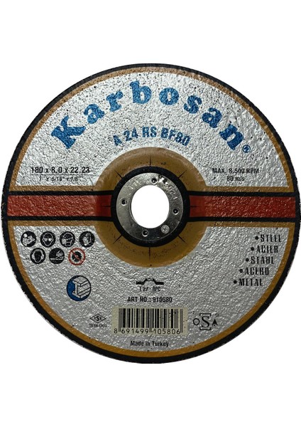 KARBOSAN180X8.0X22 7"x5/16"x7/8 Taşlama Taşı 1 Adet