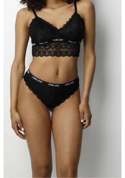 Dantel Detaylı Siyah Iç Çamaşır Takımı modelleri