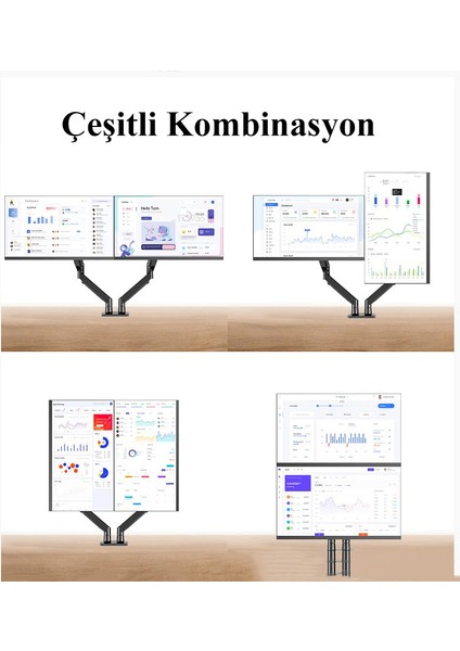 G35 Çift Kol Amortisörlü Monitör Tutucu Stand 22-32" modelleri