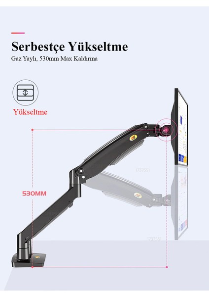 G35 Çift Kol Amortisörlü Monitör Tutucu Stand 22-32" indirimleri