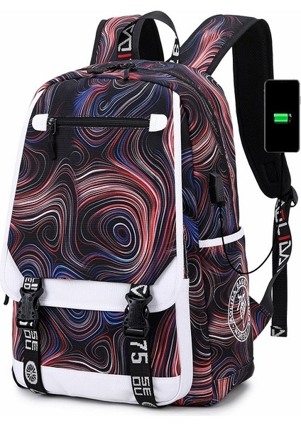 Trend Çift Moda Çevirme USB Arayüzü Büyük Kapasiteli Oxford Bilgisayar Öğrenci Sırt Çantası