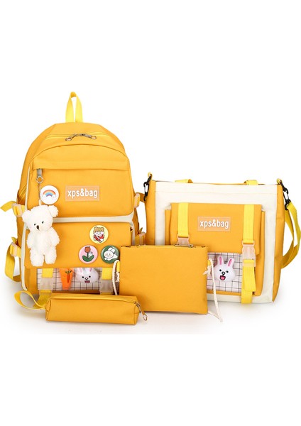 Schoolgirls Hafif Taze ve Sevimli Büyük Kapasiteli Okul Çantası 4 Parça Set fiyatları
