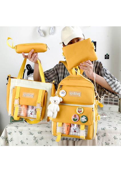 Schoolgirls Hafif Taze ve Sevimli Büyük Kapasiteli Okul Çantası 4 Parça Set modelleri