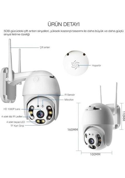 Suya Dayanıklı Dış ve Iç Mekan 2.0 Mp Hd Lens Wifi Ip Network Güvenlik Kamerası fırsatları