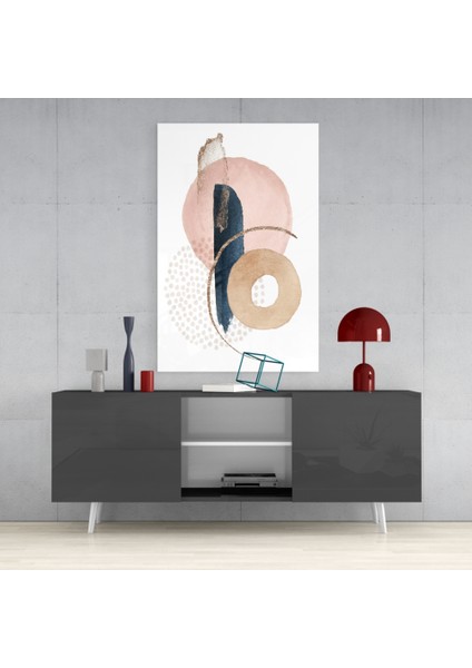 Soyut Şekiller Cam Tablo - 110X70 cm