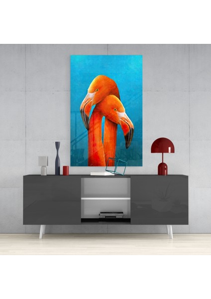 Flamingolar Cam Tablo - 72X46 cm