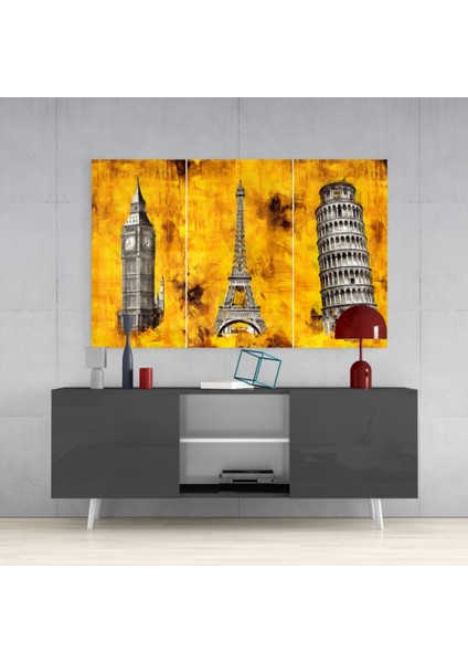 Üç Kule Cam Tablo - 72X46 cm