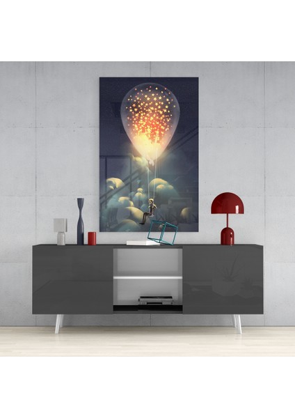 Yıldızlı Rüya Cam Tablo - 72X46 cm