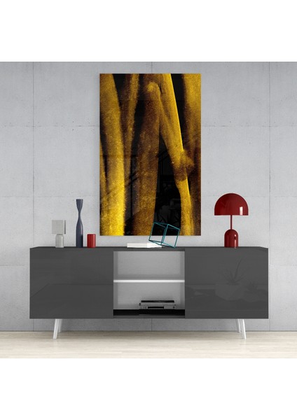 Sarı Hikaye Cam Tablo - 72X46 cm