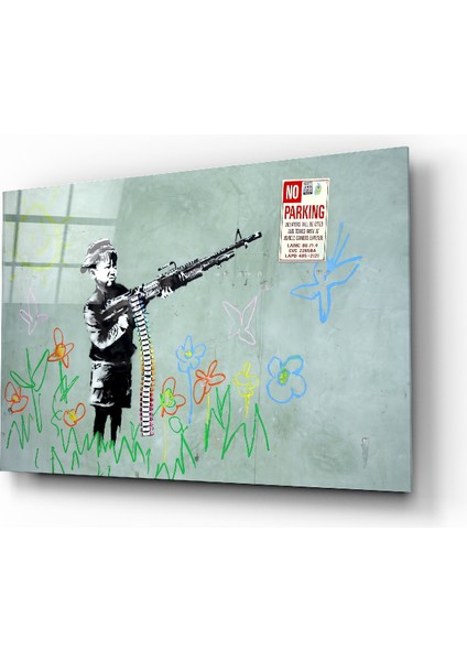 Çocuk ve Savaş Cam Tablo - 72X46 cm